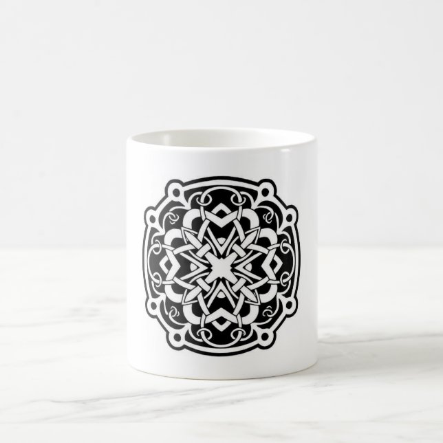 white mug with celtic design (Center)