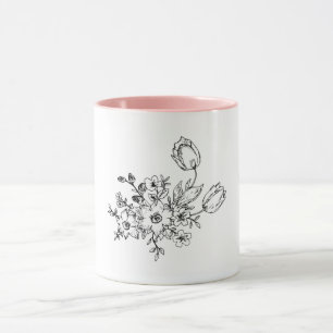 White Mug with Handmade Design