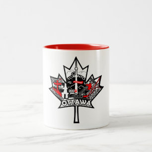White mug with maple leaf of Canada design