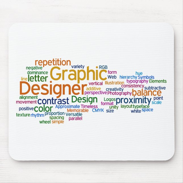 White multi-colour Mousepad (Front)