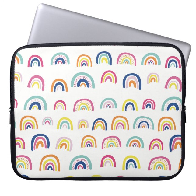 White Multi Rainbow Laptop Sleeve (Front)