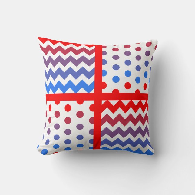 White/Multicolor Chevron/Polkadot Throw Pillow #1 (Front)