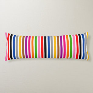 White Multicolor Stripes Lines Pattern Design Body Cushion