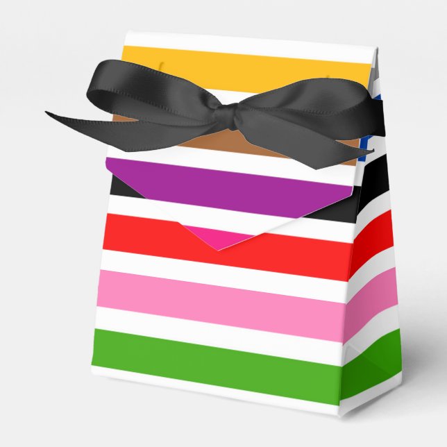 White Multicolor Stripes Lines Pattern Design  Favour Box (Front Side)