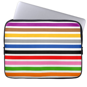White Multicolor Stripes Lines Pattern Design Laptop Sleeve