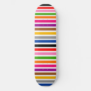 White Multicolor Stripes Lines Pattern Design Skateboard