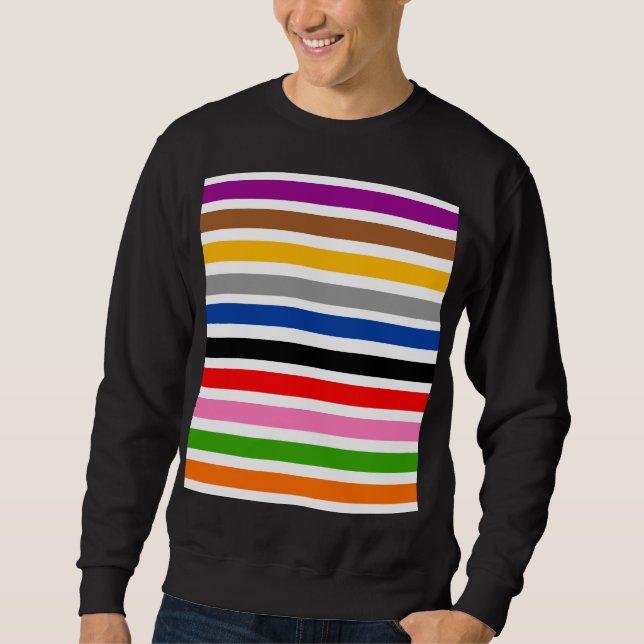 White Multicolor Stripes Lines Pattern Design  Sweatshirt (Front)