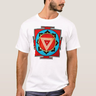 White Multicolored Kali Yantra Tee