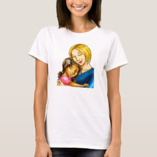 "White Mum hugging mixed race daughter" T-Shirt