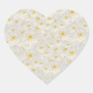 White Mums Heart Sticker