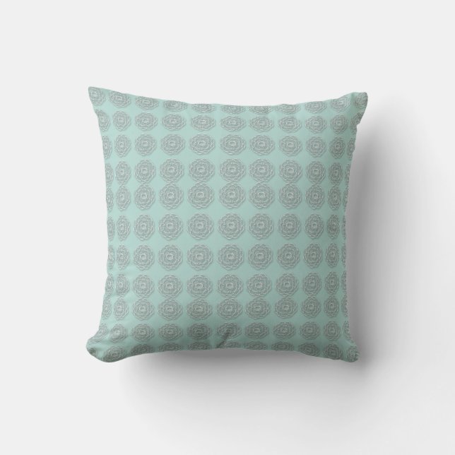White Mums in a  grid pattern Cushion (Front)
