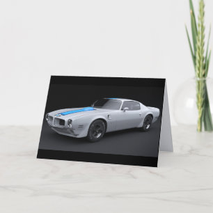 WHITE MUSCLE CAR VINTAGE GREETING BIRTHDAY CARD