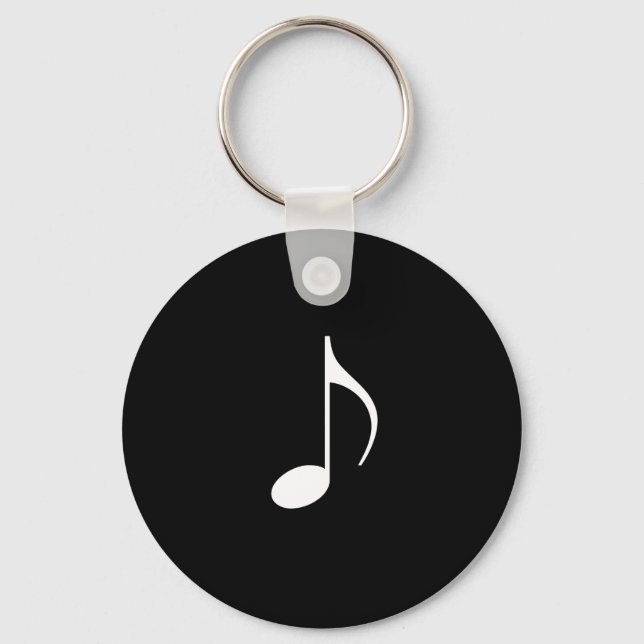 White Music 8th Note On Black background Key Ring (Front)