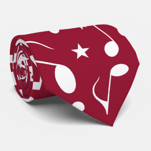 White Music Notes on Burgundy Tie