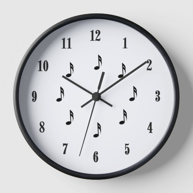 White Music Notes with Roman Numerals Clock (Front)