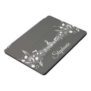 White Musical Notes Design iPad Pro Case