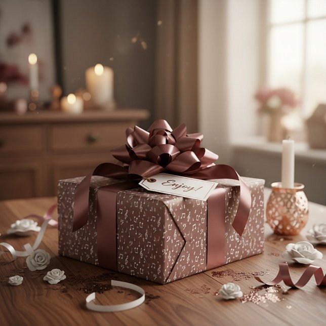 White Musical with custom background colour Wrapping Paper (Creator Uploaded)