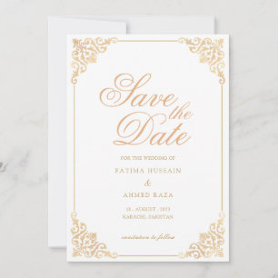 White Muslim Save The Date Announcement Card