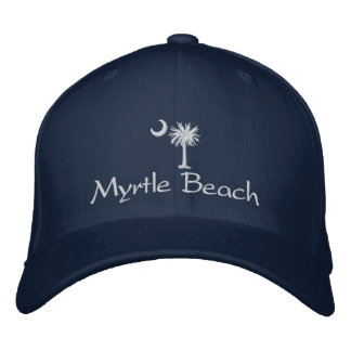 White Myrtle Beach Palmetto Embroidered Hat