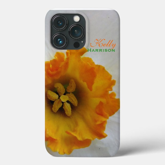 White N Orange Daffodil Personalised Case-Mate iPhone Case (Back)