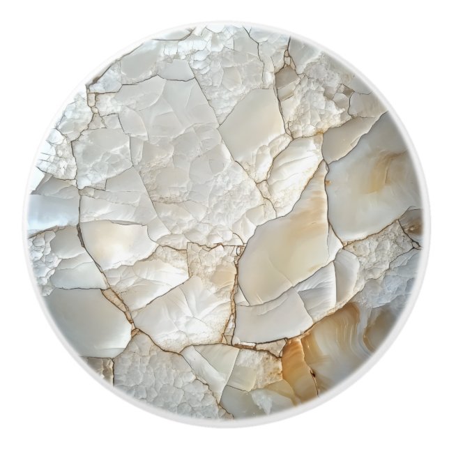 White Nacre Pattern Ceramic Knob (Front)