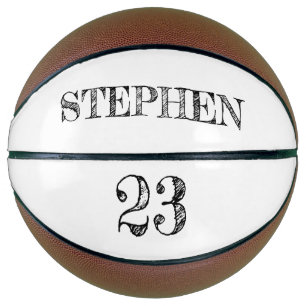 White Name Ball Player Number Personalised Basketball