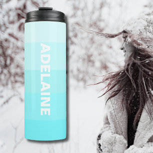 White Name Stylish 5 Electric Blue Shades Blocks Thermal Tumbler