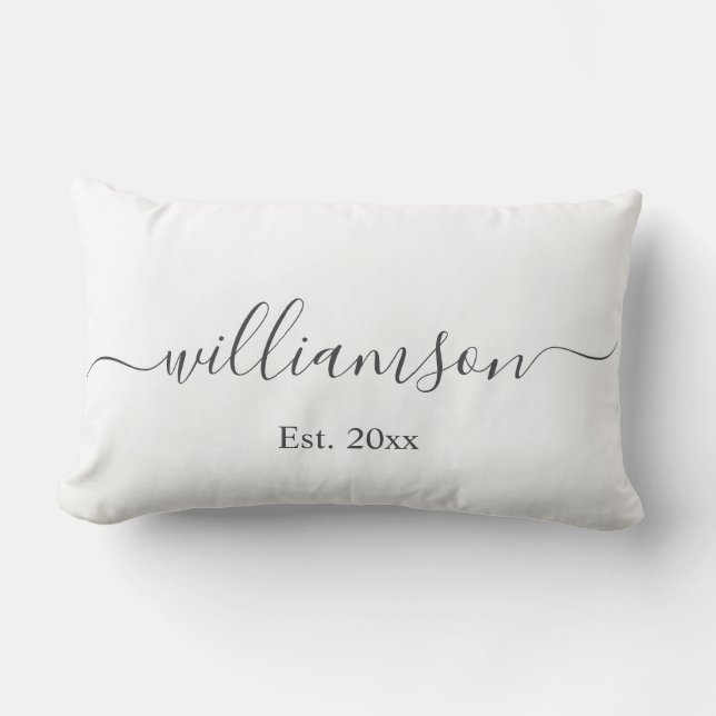 White Name & Year Company Logo Client Gift Elegant Lumbar Cushion (Front)