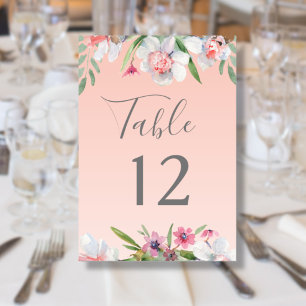 White Narcissus on Apricot Pink Table Number