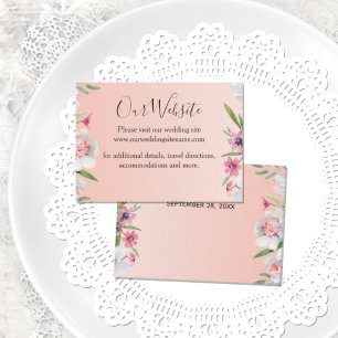 White Narcissus on Apricot Pink Wedding Enclosure Card