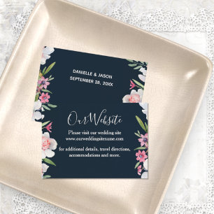 White Narcissus on Navy Wedding Enclosure Card