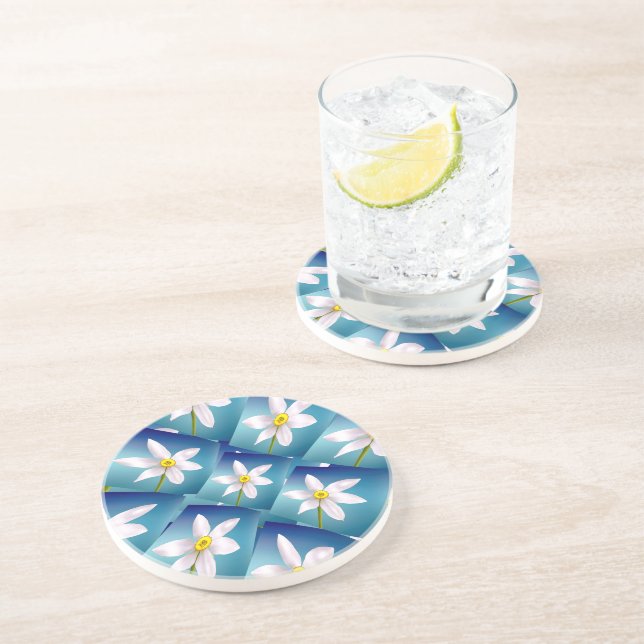 White Narcissus Pattern Coaster (Side)