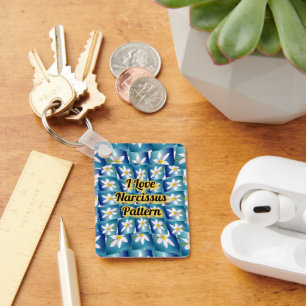White Narcissus Pattern Key Ring