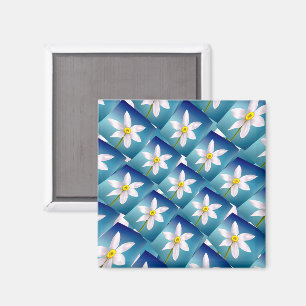 White Narcissus Pattern Magnet