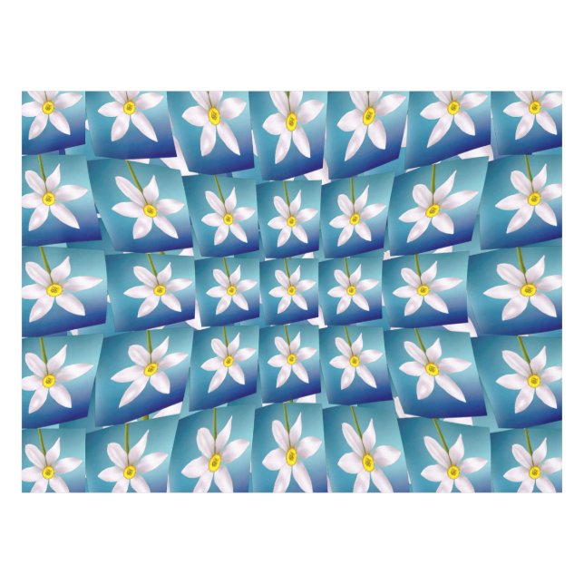 White Narcissus Pattern Tablecloth (Front (Horizontal))