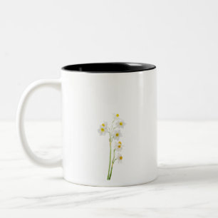 white narcissus watercolor flower Two-Tone coffee mug