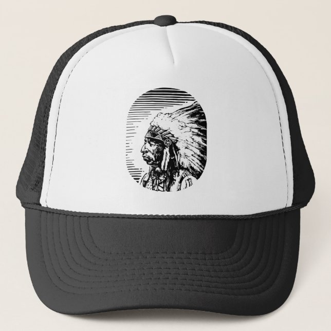 White Native American Trucker Hat (Front)
