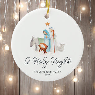 White Nativity Religious Christmas Ceramic Tree Decoration