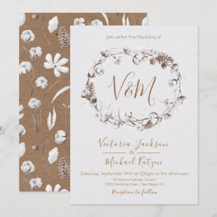 White Natures Wreath Wedding invitations