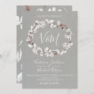 White Natures Wreath Wedding invitations