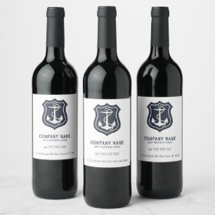 White Nautical Anchor Wine Label