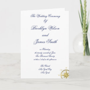 White Nautical Wedding Ceremony Programs Programme