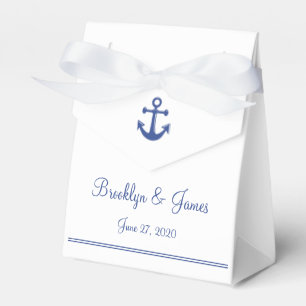 White Nautical Wedding Favour Boxes With Anchor
