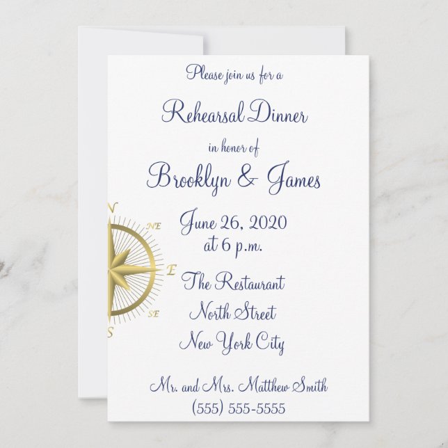 White Nautical Wedding Rehearsal Invitations (Front)