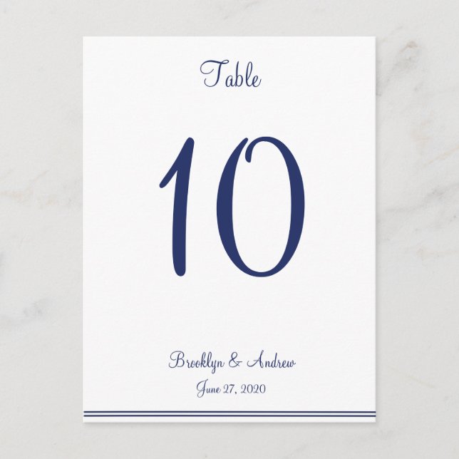 White Nautical Wedding Table Numbers Postcard (Front)