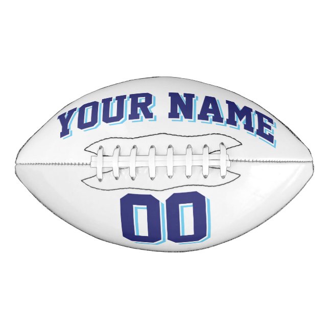 WHITE NAVY AND LIGHT BLUE Custom Football American Football (Front)