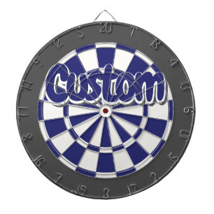 White, Navy Blue, And Charcoal Grey - Custom Text Dartboard