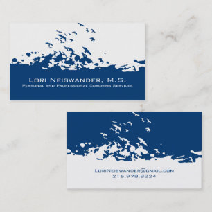 White Navy Blue Flying Birds Business Card