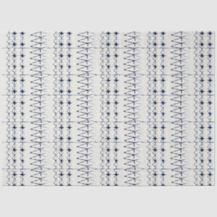 White Navy Blue Lines Tie Dye Traditional Pattern Tissue Paper