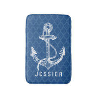 White & Navy Blue nautical Boat Anchor & Wheel 2